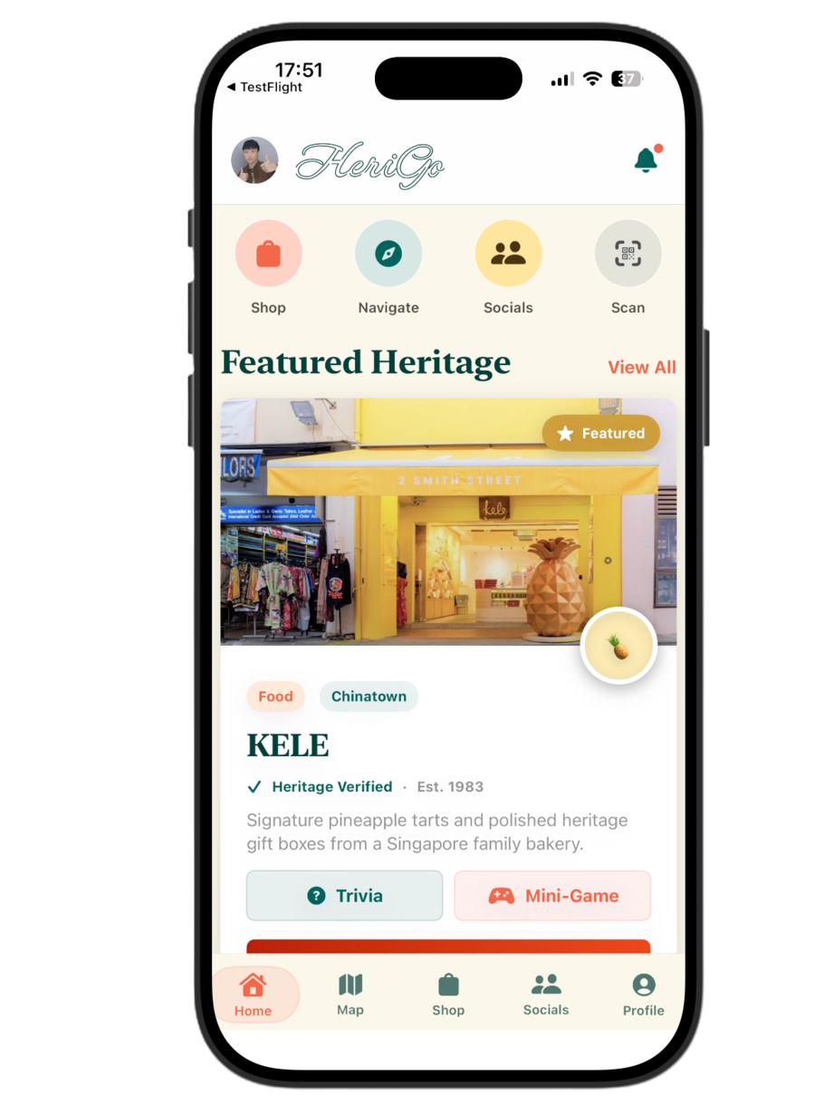HeriGo concept business profile screen